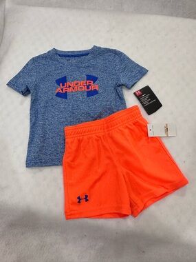 Boy’s Under Armour Blue Tee and Bright Orange Shorts Set